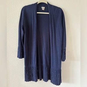 Chico’s Bedazzle Navy Blue Cardigan (Size 1)
